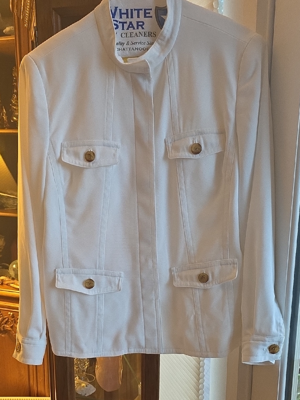 Doncaster White Four-Pocket Button Jacket